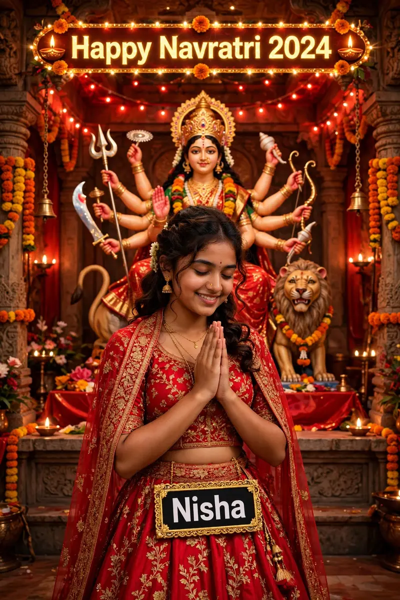 Navaratri Durga Temple Girl Prayer Prompt