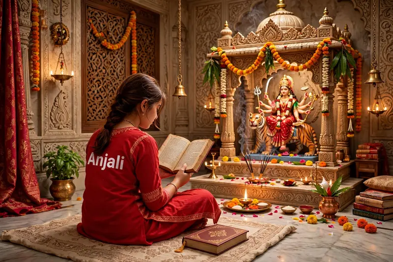 Navaratri 3D Puja Room Girl Prompt