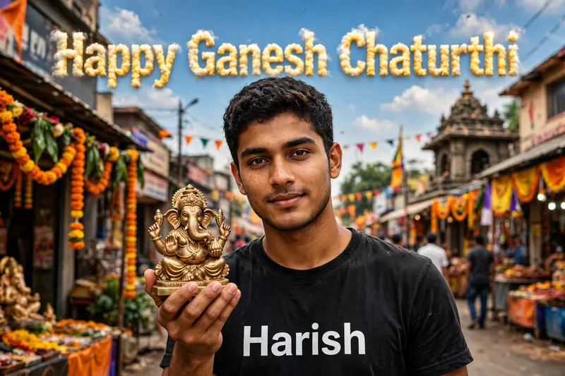 Ganesh Chaturthi Boy Statue Hand Prompt
