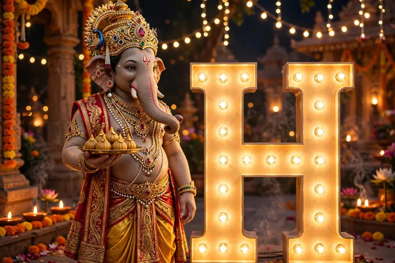Ganesh Chaturthi Golden Crown Idol Prompt