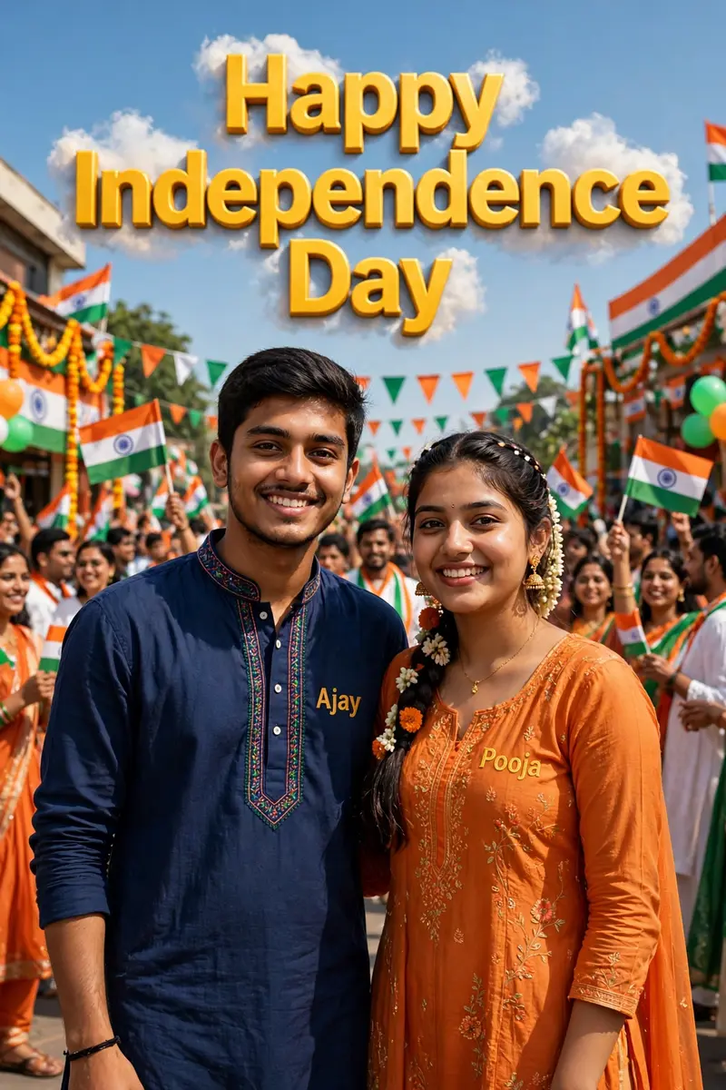 Independence Day Couple Traditional Outfits Prompt