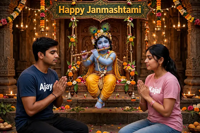 Janmashtami 3D Krishna Swing Couple Prompt