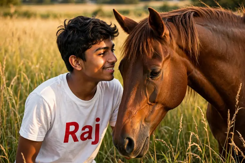 Horse Whisper Golden Field Boy Prompt