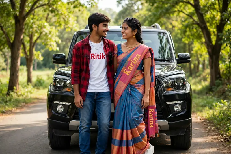 Viral Couple Scorpio Car Outfit Prompt