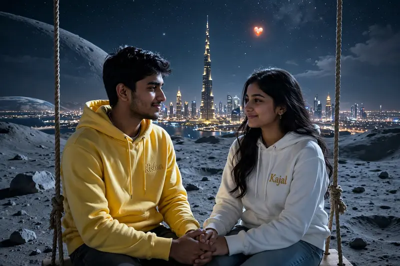 Dubai Moon Swing Couple Photo Prompt