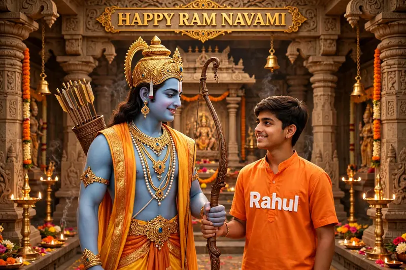 Lord Rama Hand Holding Boy Photo Prompt
