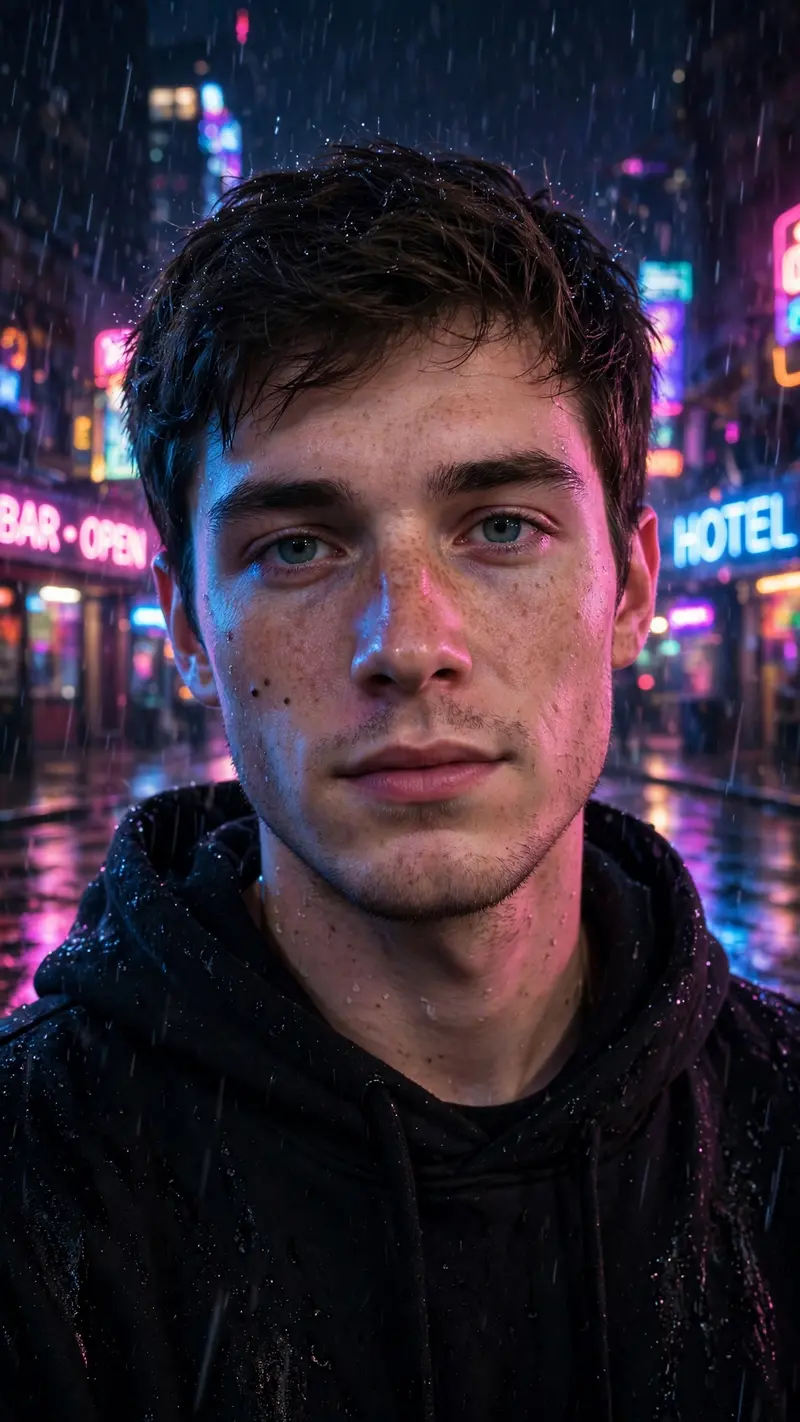 Neon Rain Glamour
