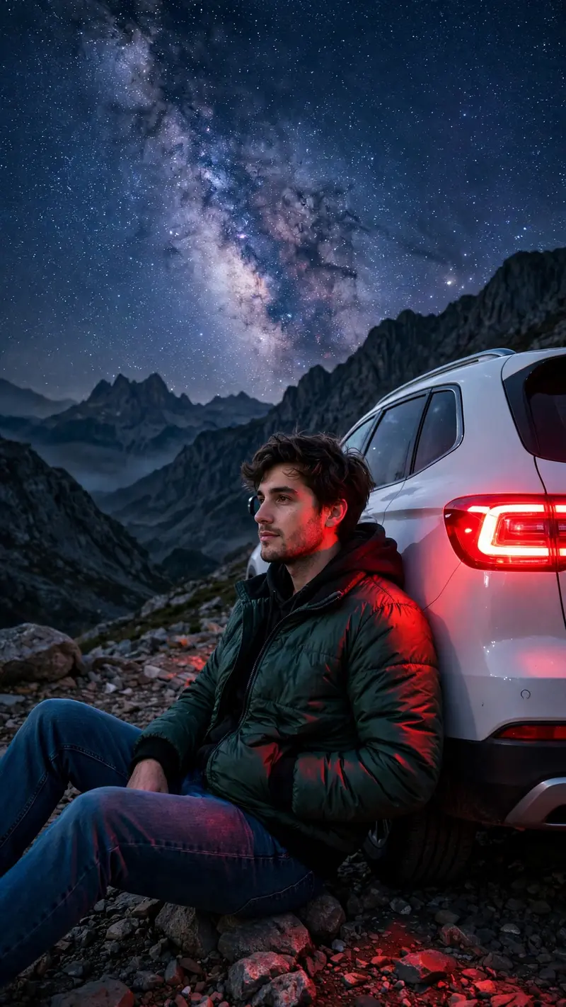 Mountain Night SUV Scene