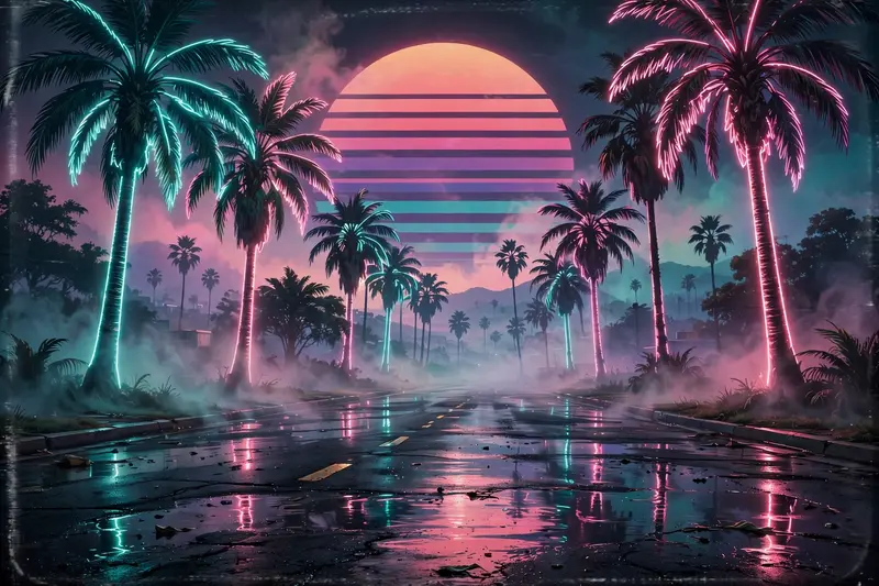 Neon Palm Reverie