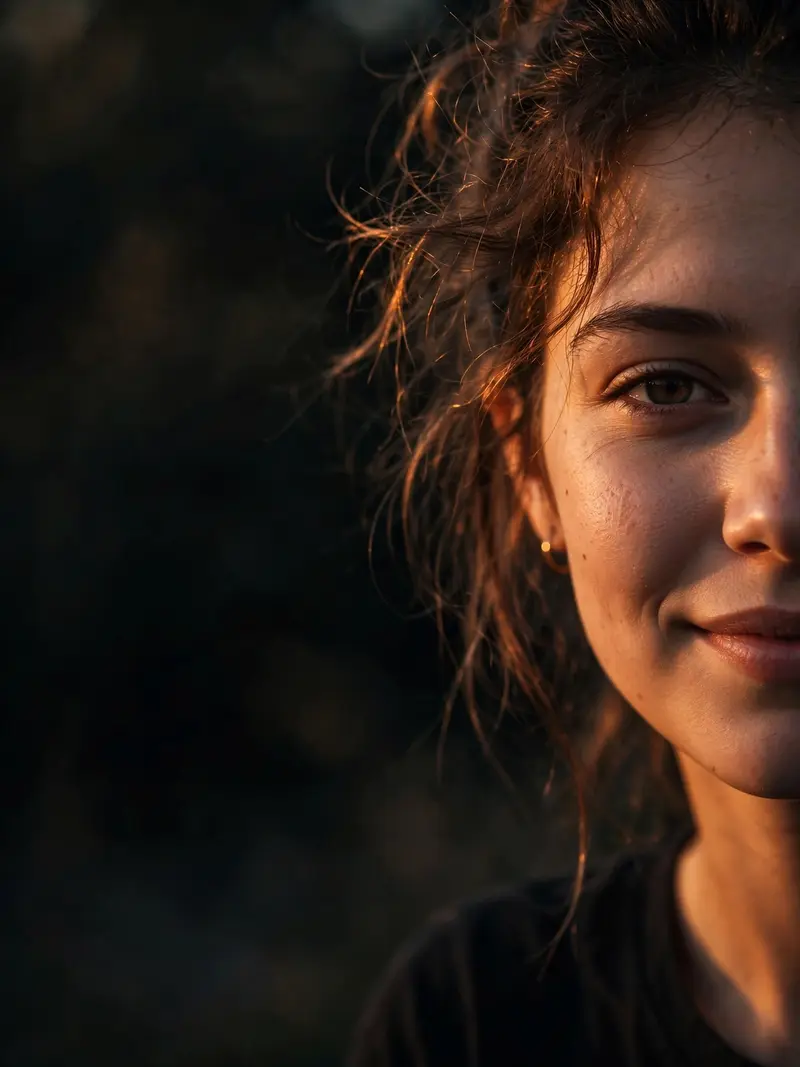 Golden Hour Half-Face Portrait
