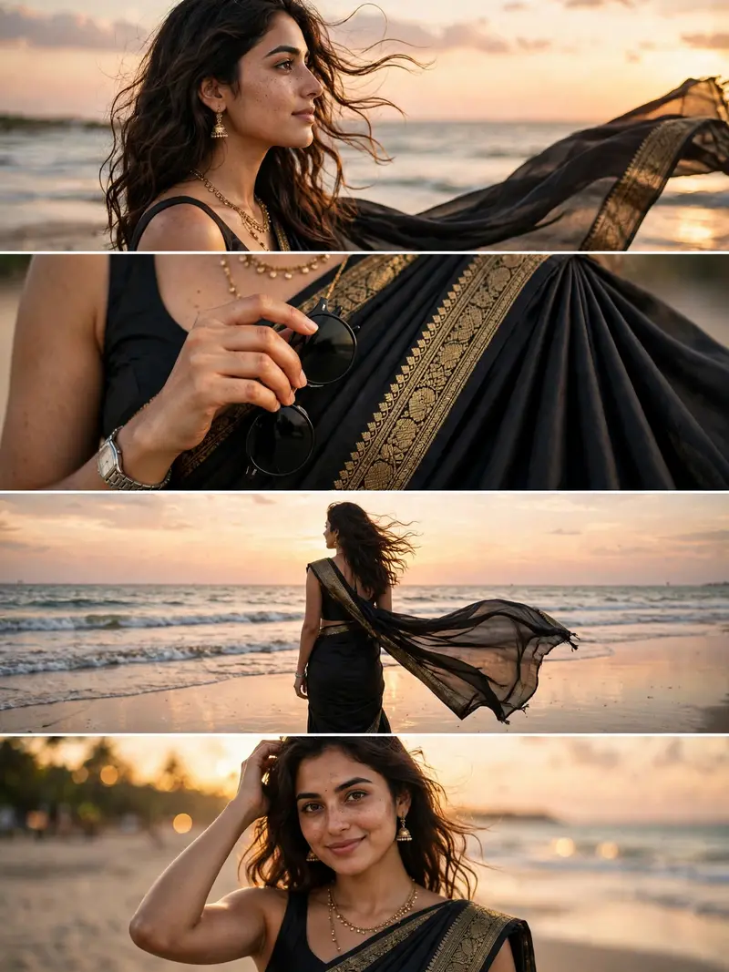 Beach Saree Collage