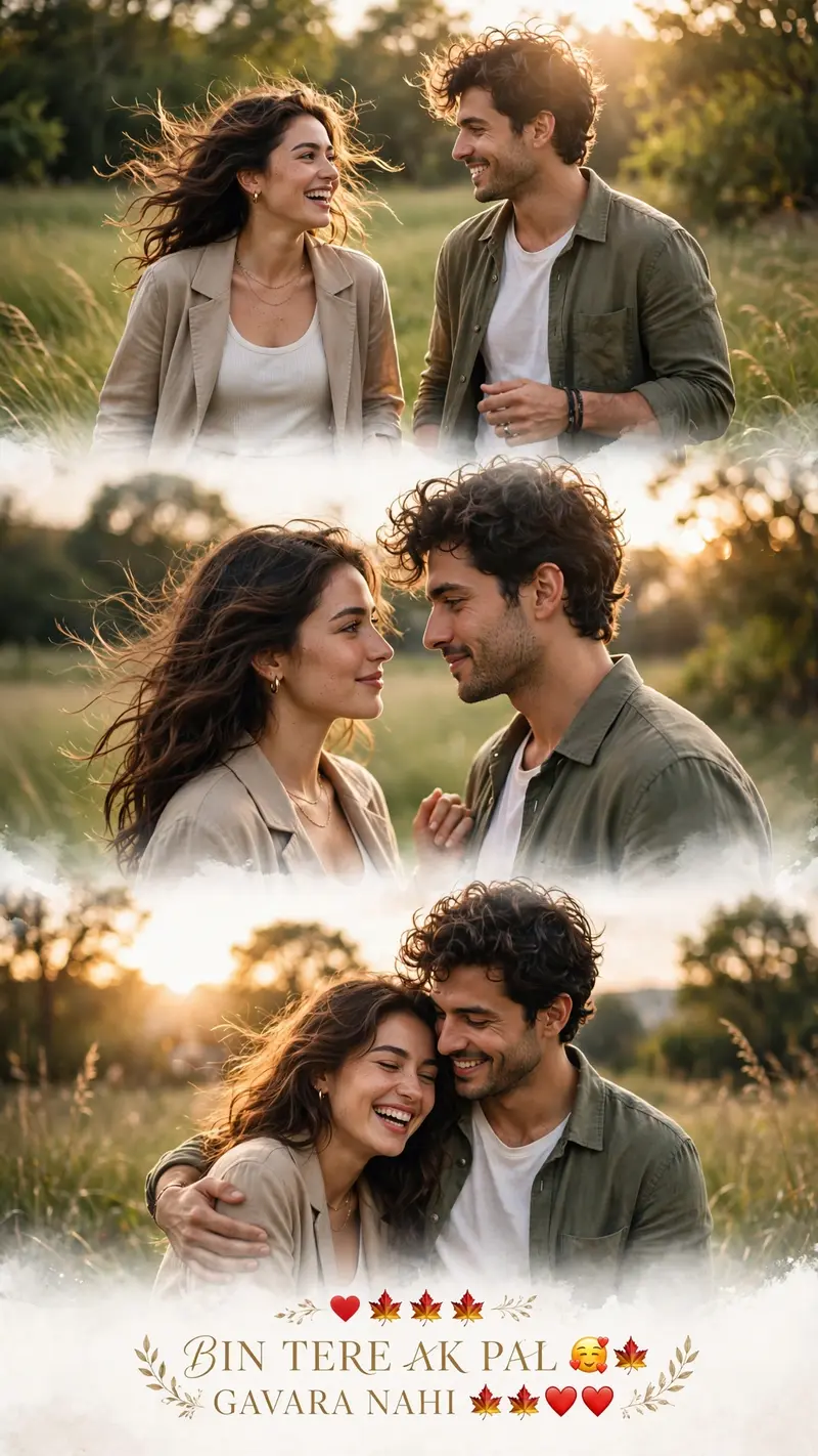 Green Field Couple Triptych