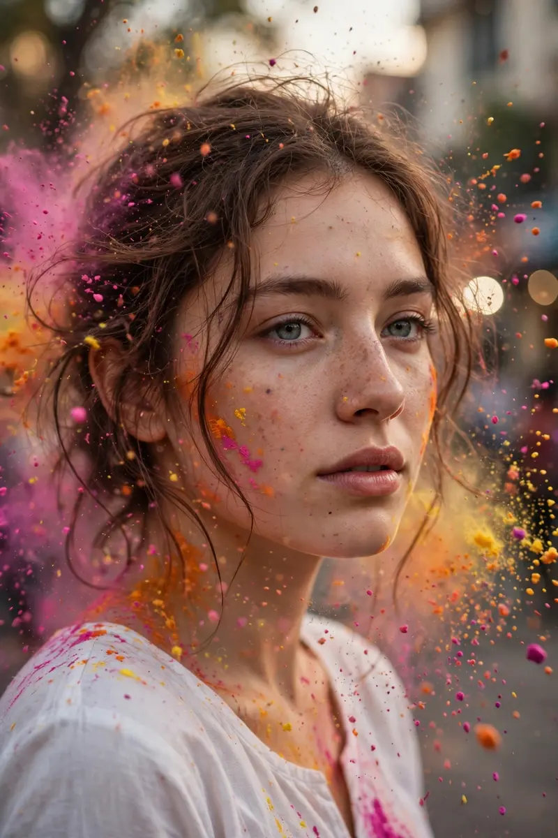 Holi Color Burst Portrait