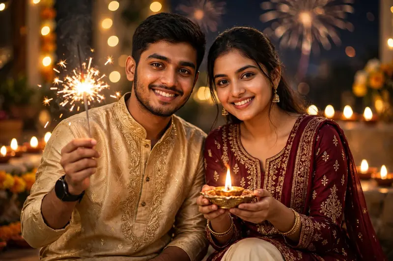 Diwali Sparkler Couple