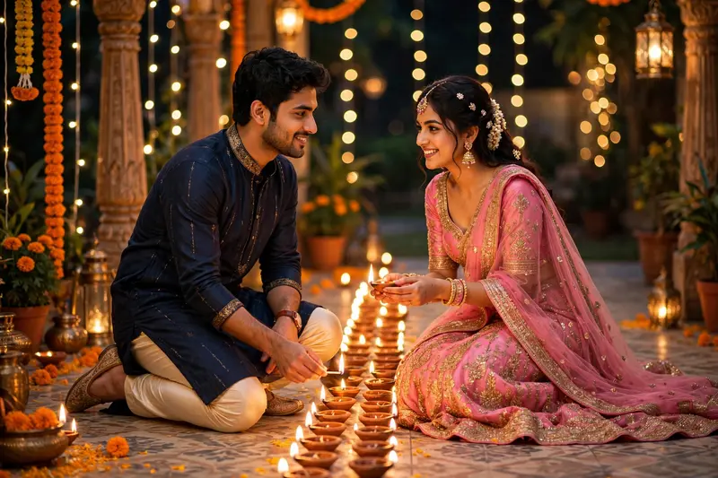 Diwali Diya Couple