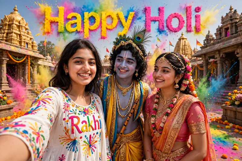Holi Krishna Radha Portrait