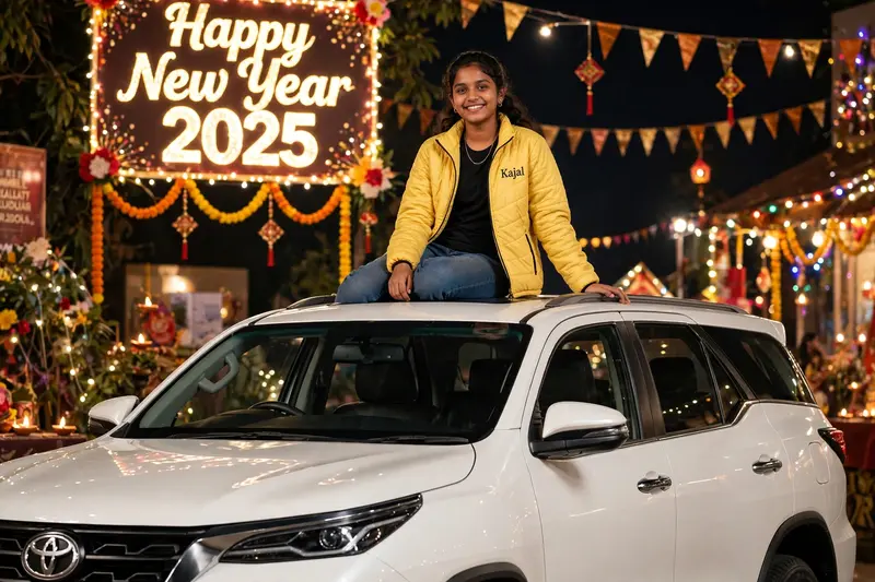 New Year Car Girl
