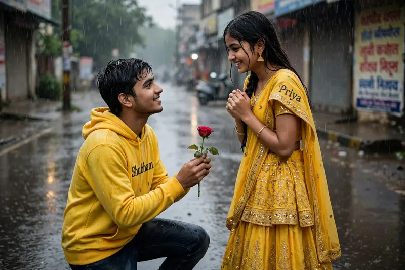 Rain Proposal Couple