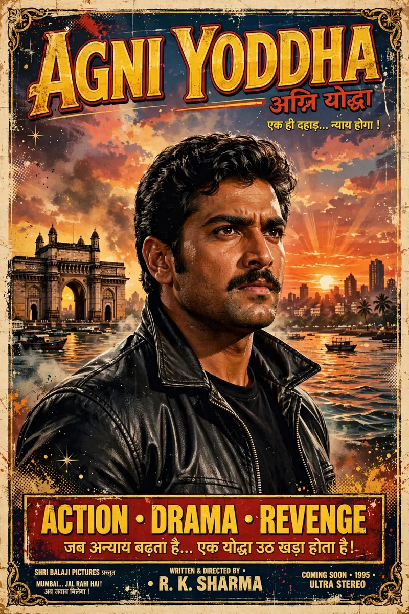 90s Bollywood Movie Poster AI Prompt