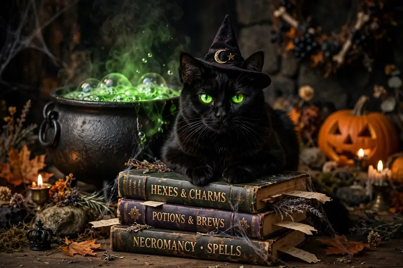 Halloween Witch Cat AI Prompt