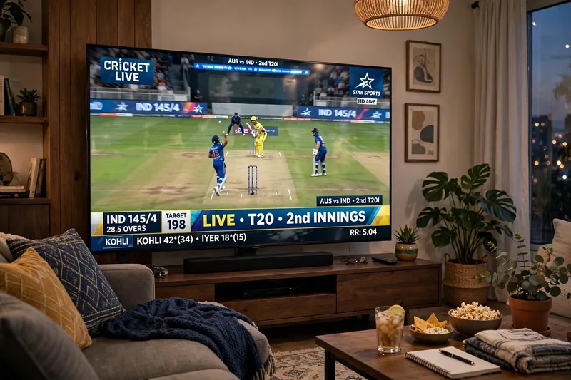Screenshot from a Live IPL Cricket TV Broadcast