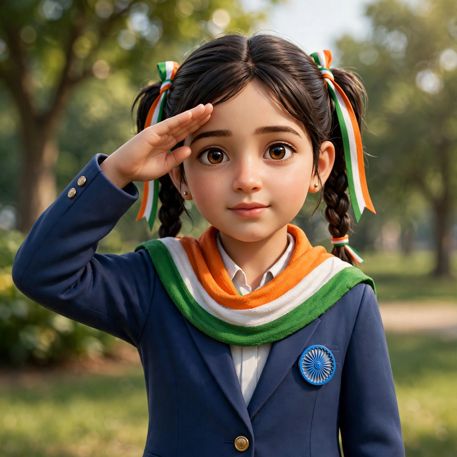 3D Republic Day Girl Salute