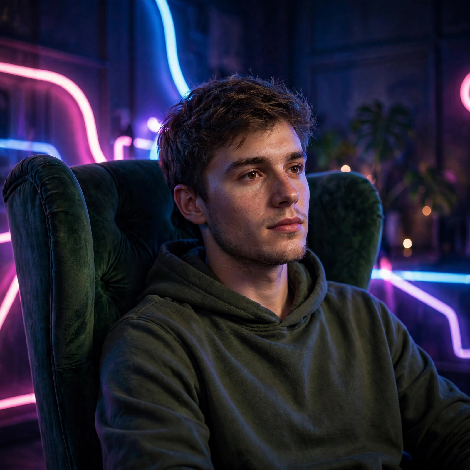 3D Wing Chair Neon Portrait