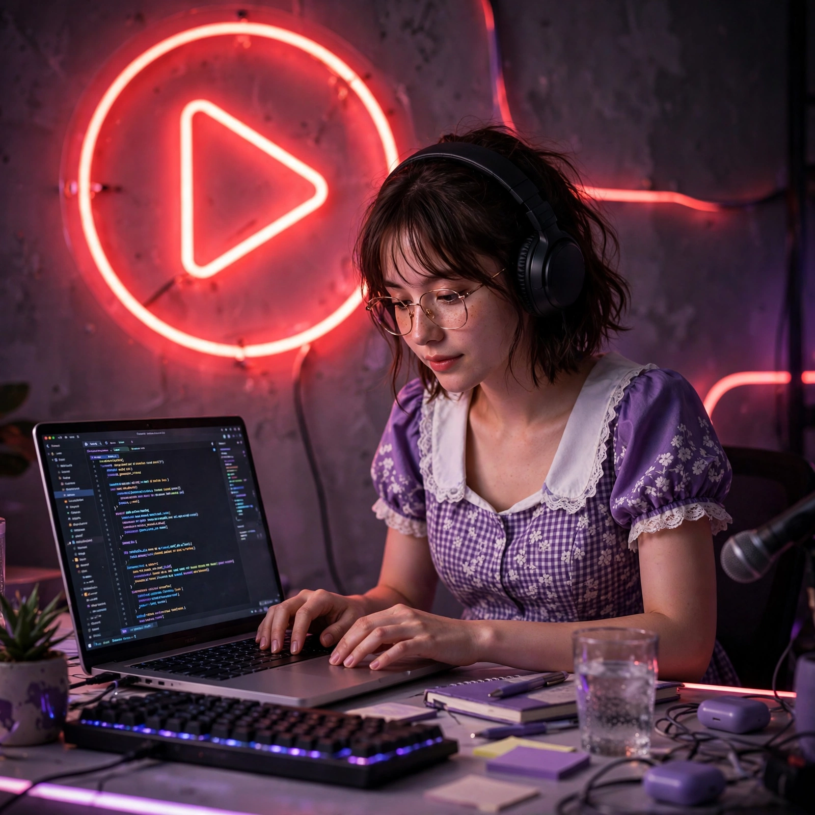 3D YouTube Coder Girl Portrait
