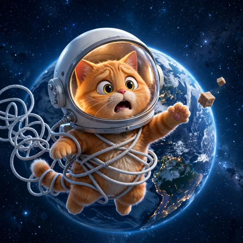 Cat Astronaut Lost In Space