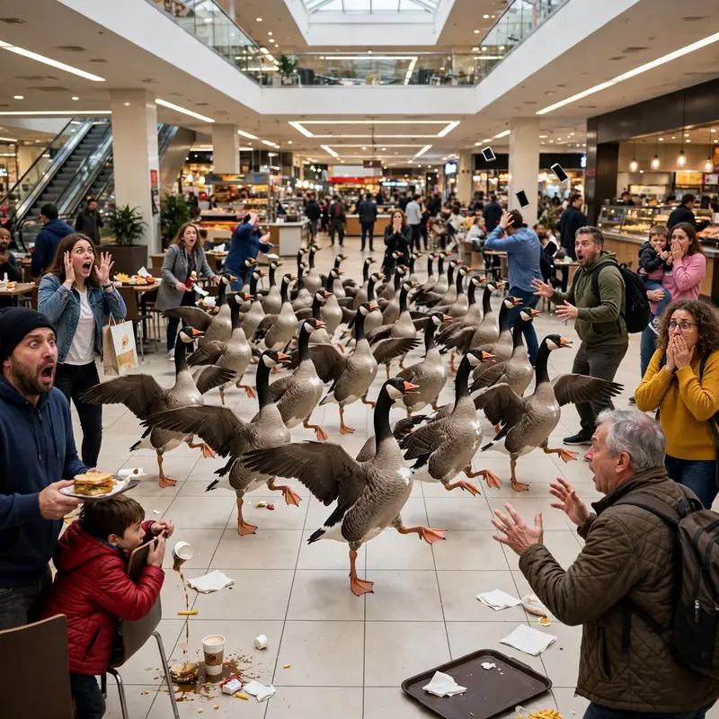 Crowd Of Geese Flash Mob