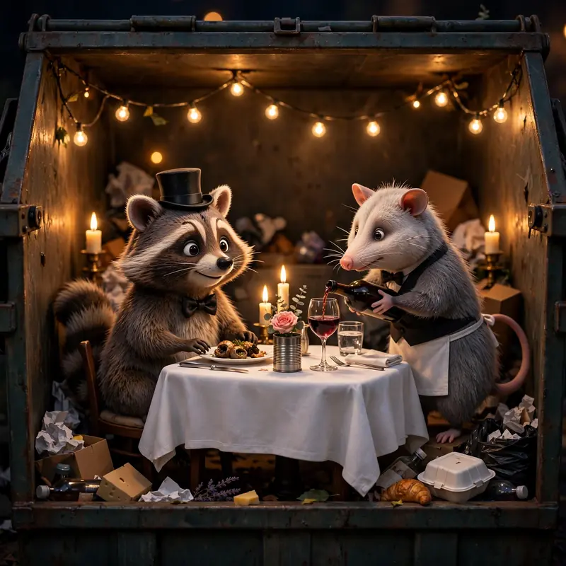 Raccoon Dumpster Fine Dining