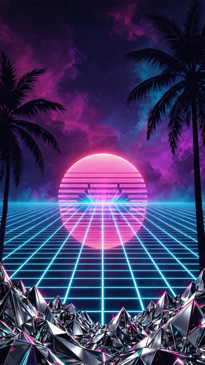 Vaporwave Grid Sunset
