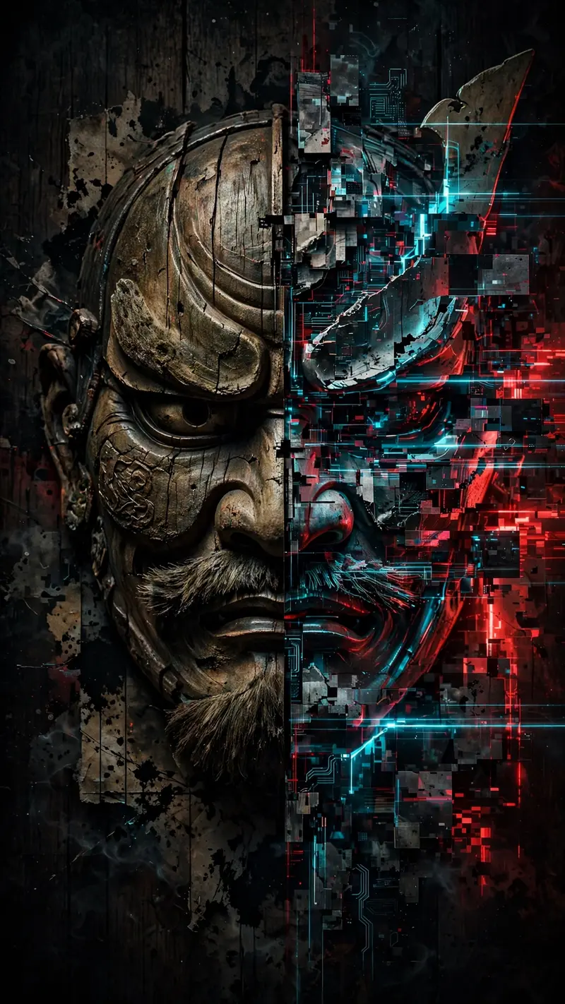 Glitch Samurai Mask