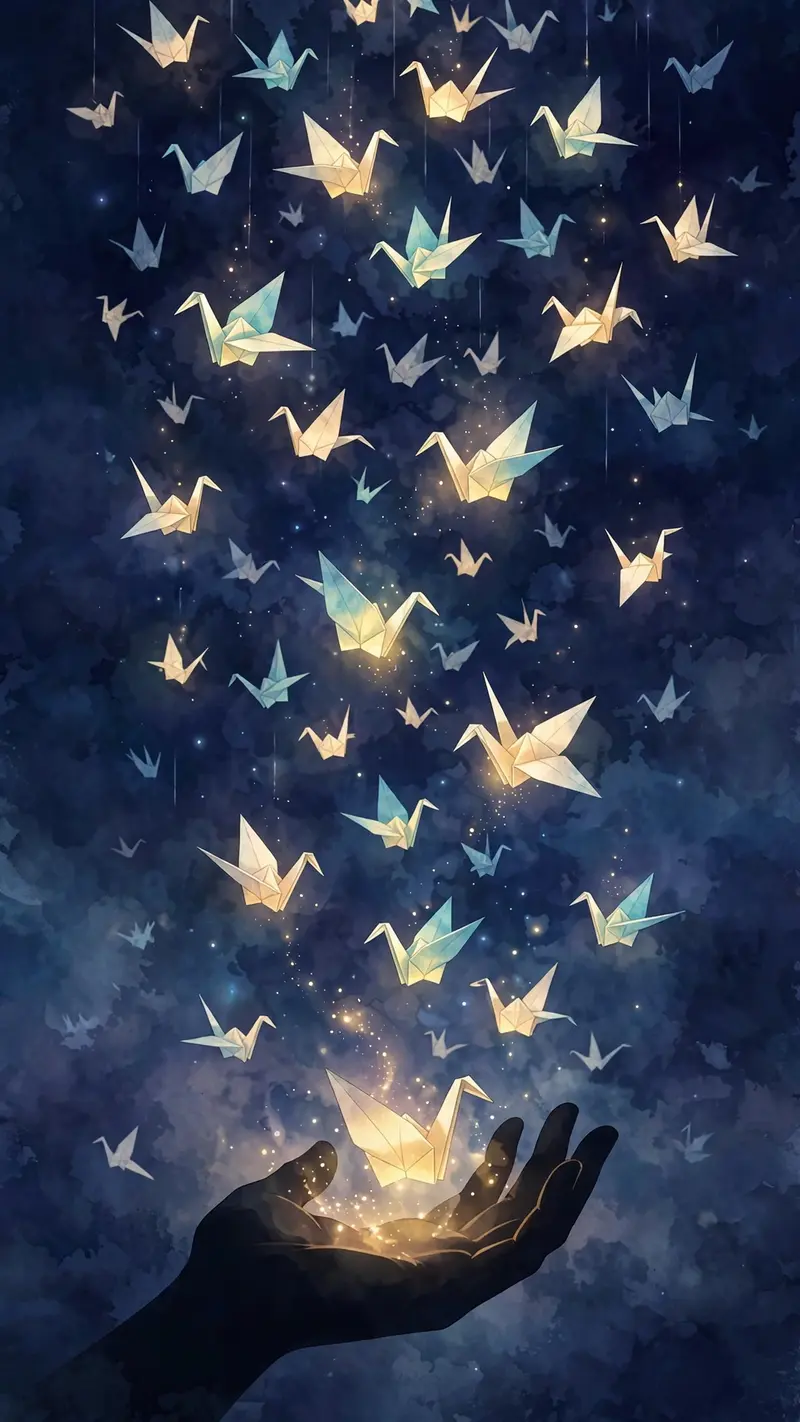 Paper Crane Origami Rain