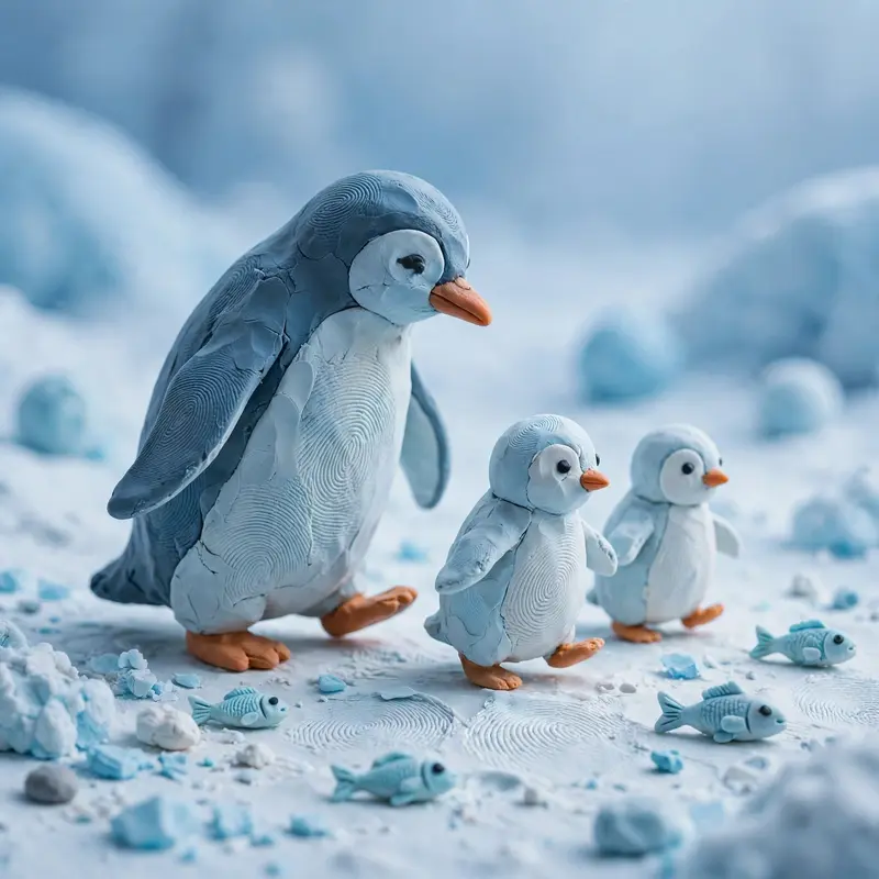 Clay Penguin Family