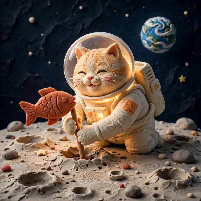 Clay Cat Astronaut