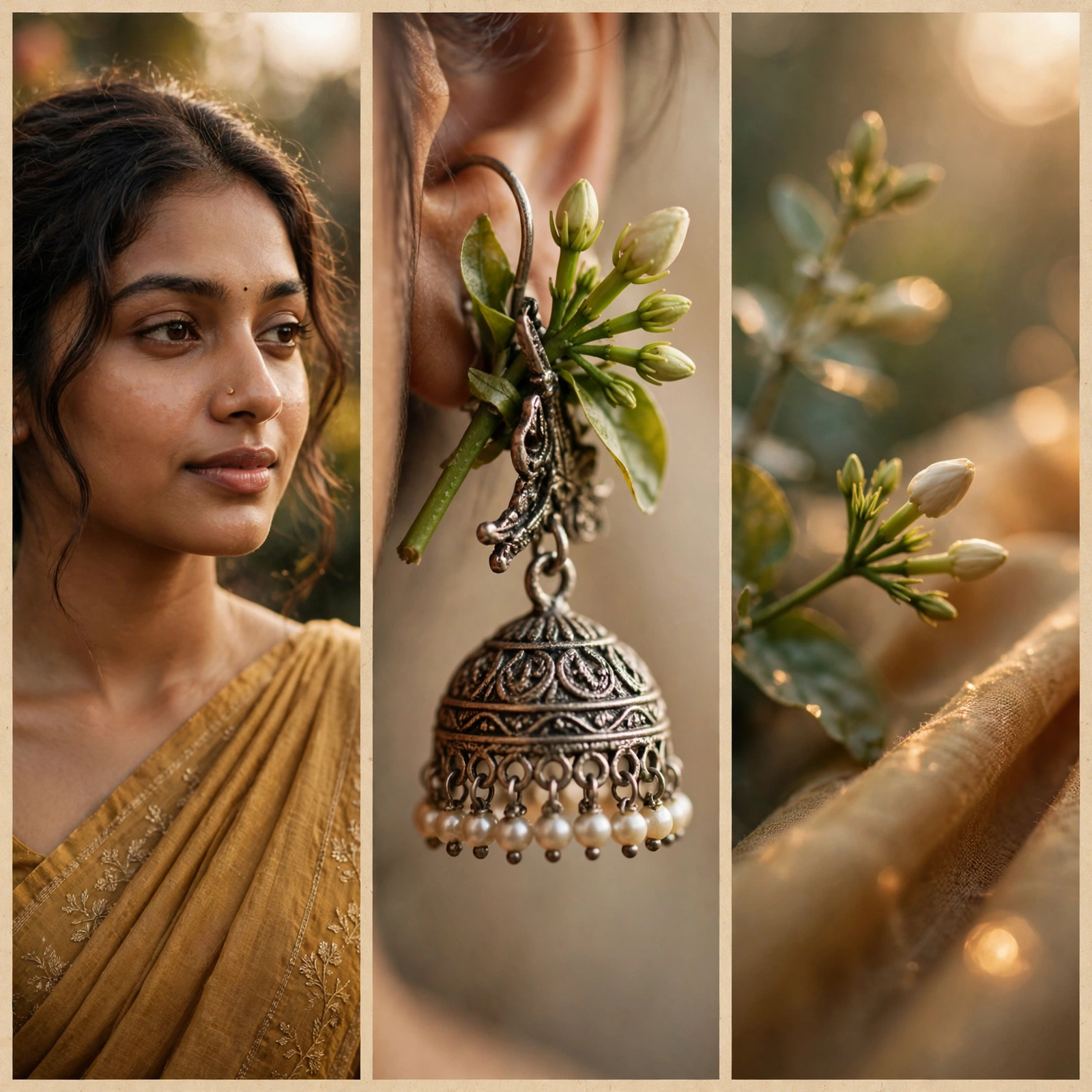Aesthetic Blurry Saree Collage Prompt