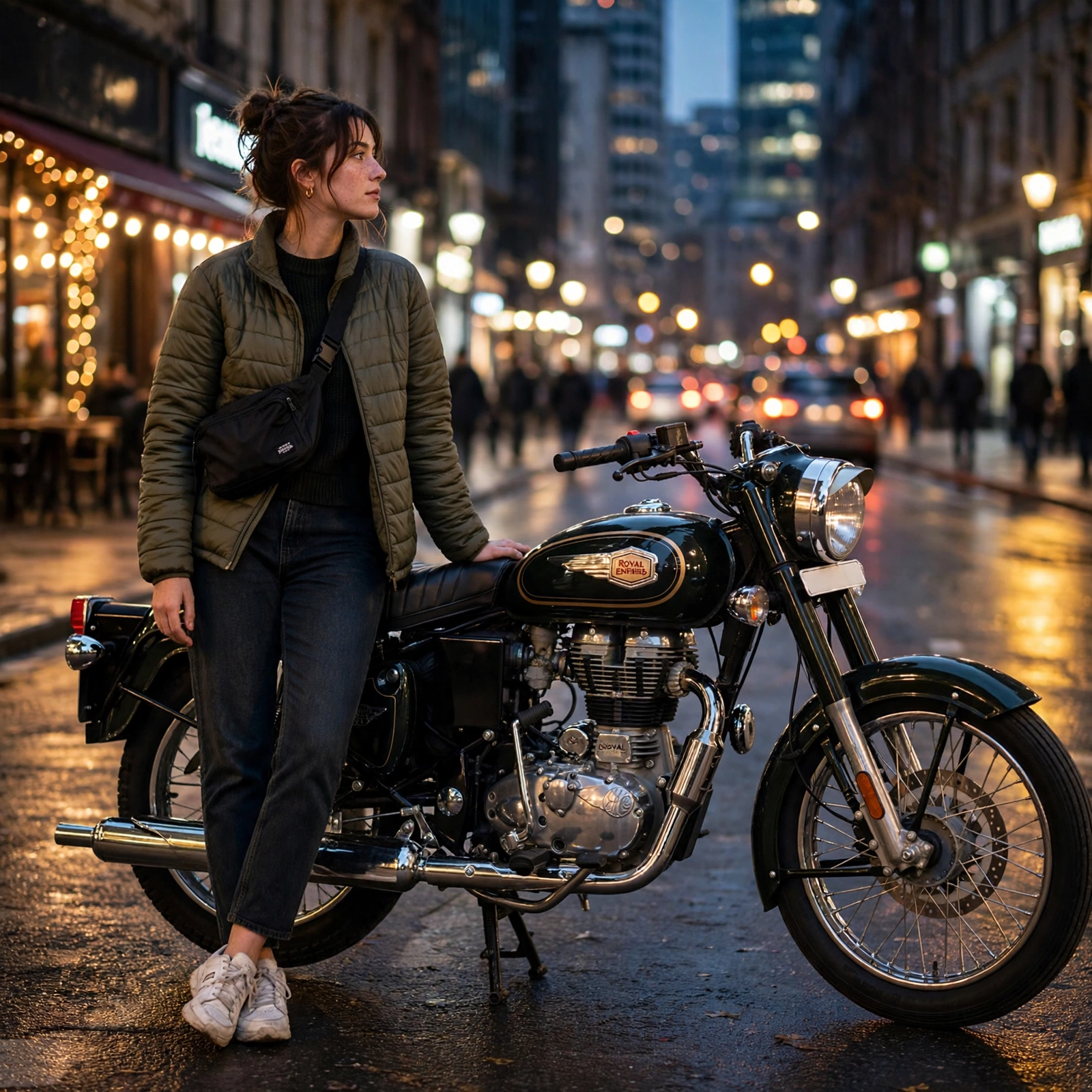 Aesthetic Night Bullet Bike Photo Prompt
