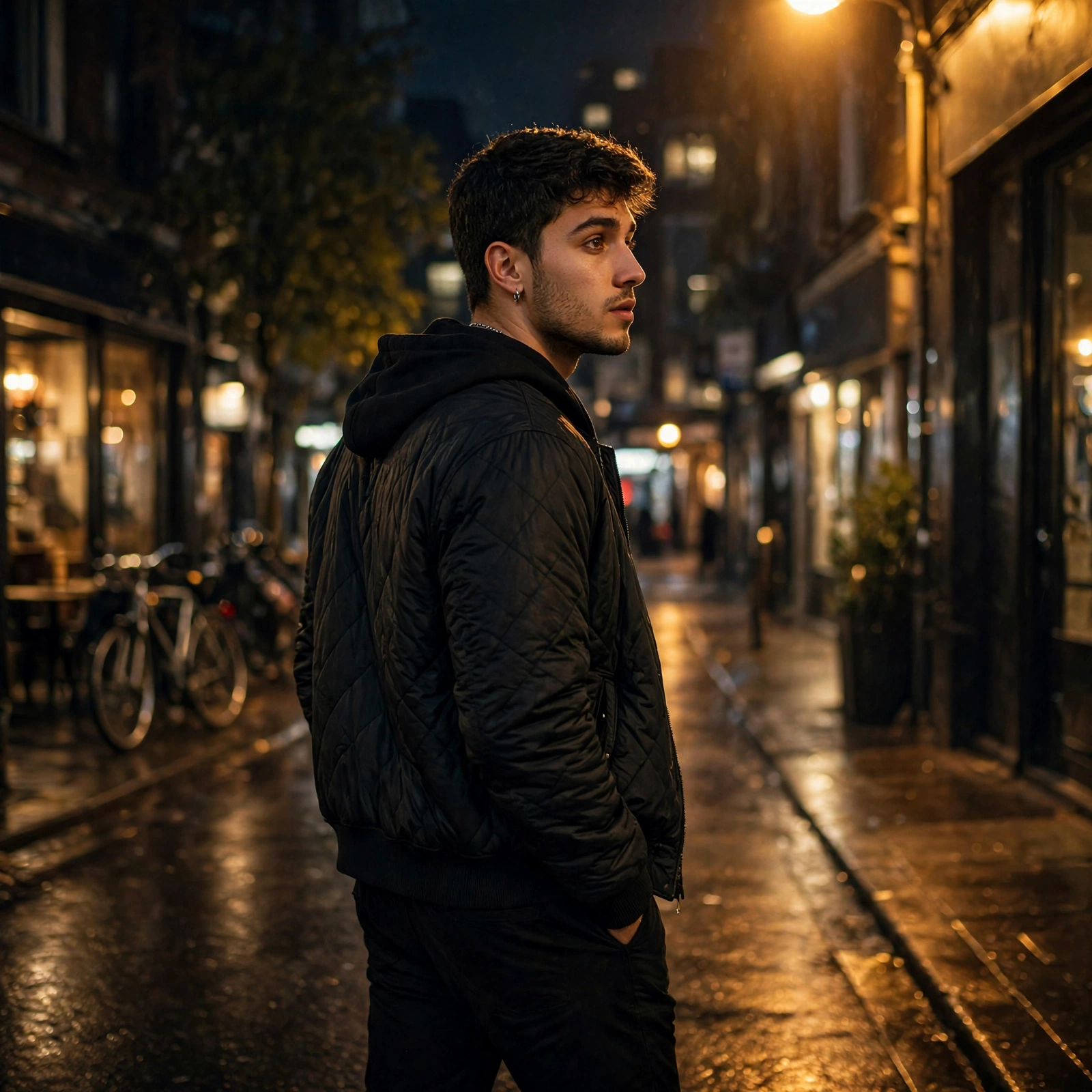 All-Black Street Style Glance-Back
