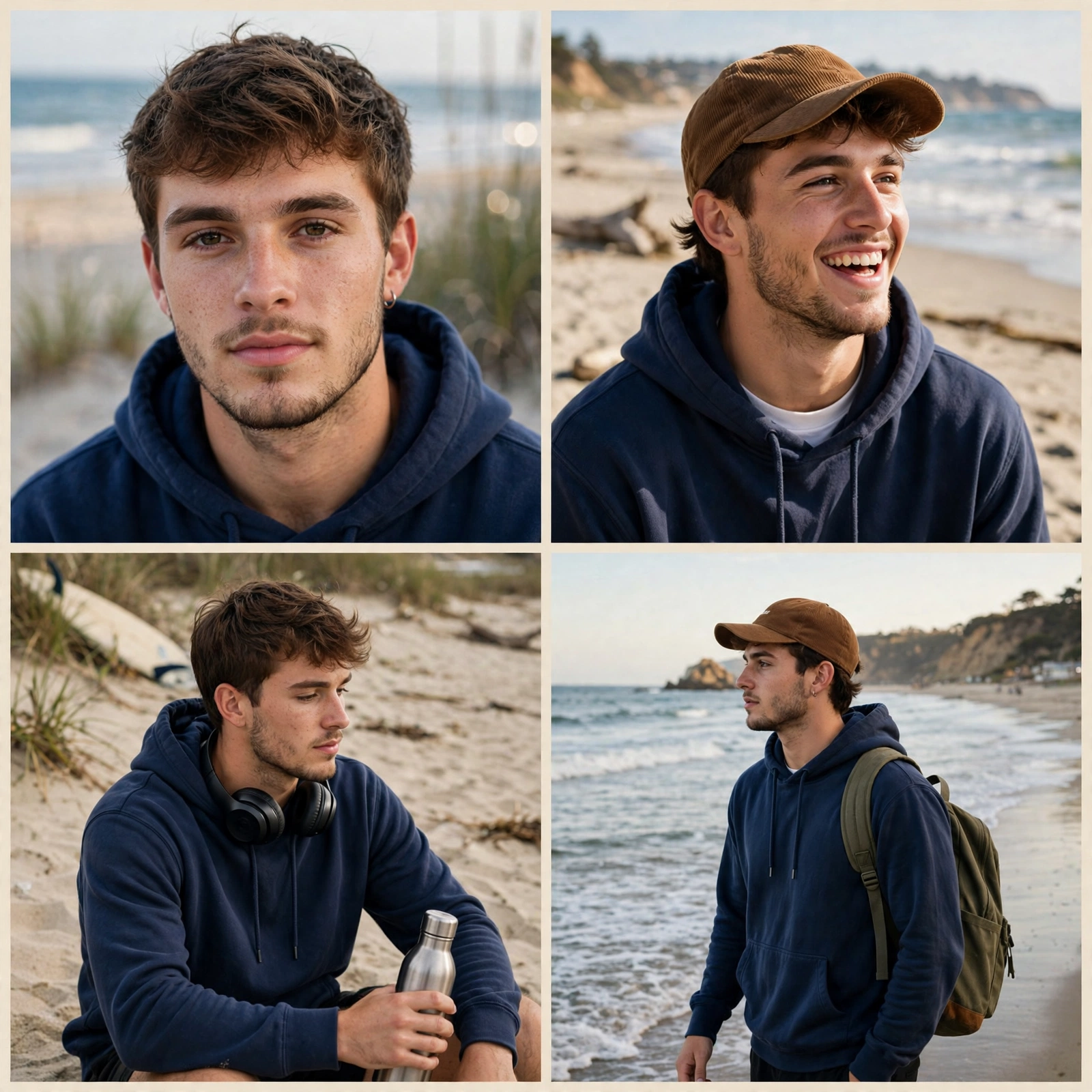 Beach College Boy Photoshoot Collage Prompt
