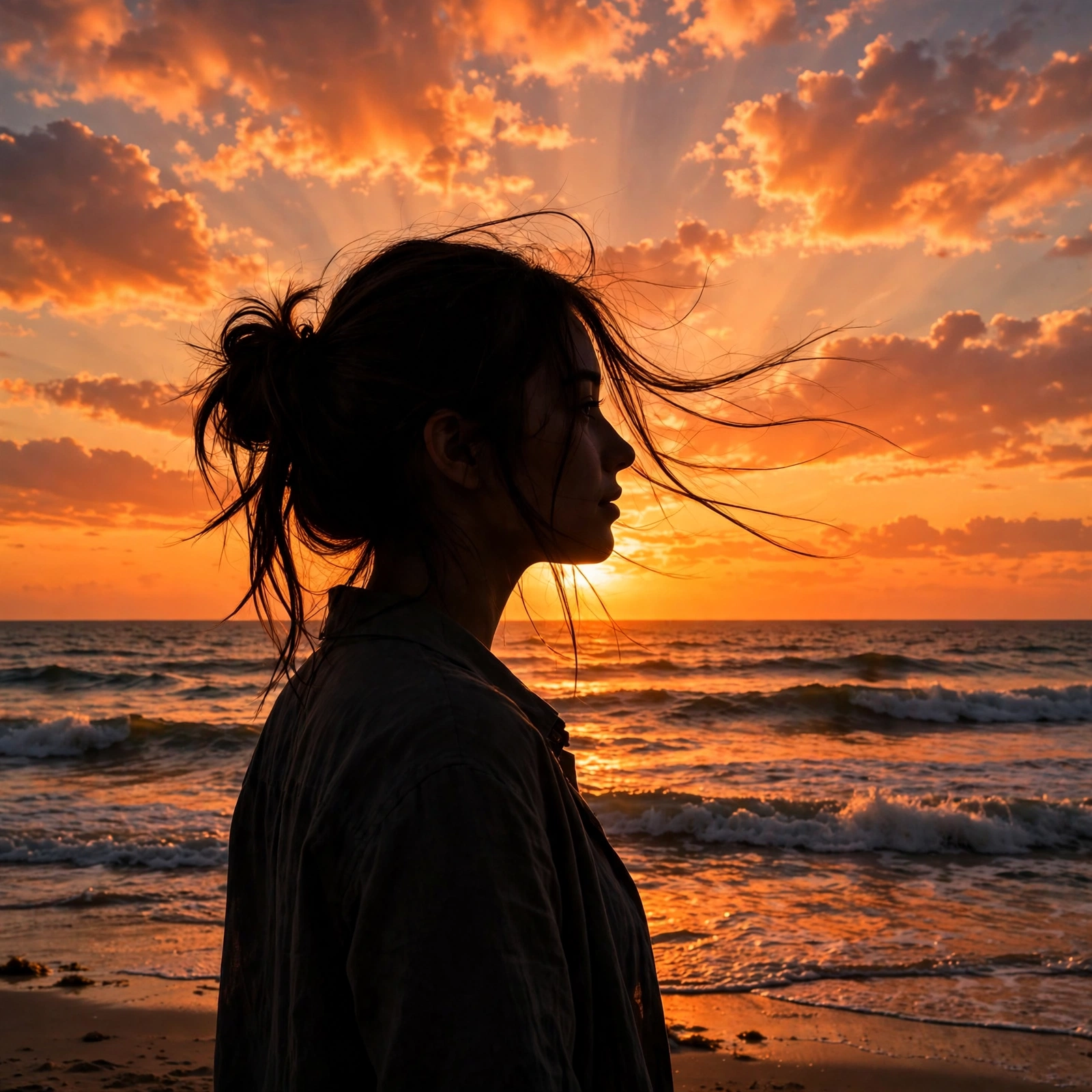 Beach Sunset AI Photo