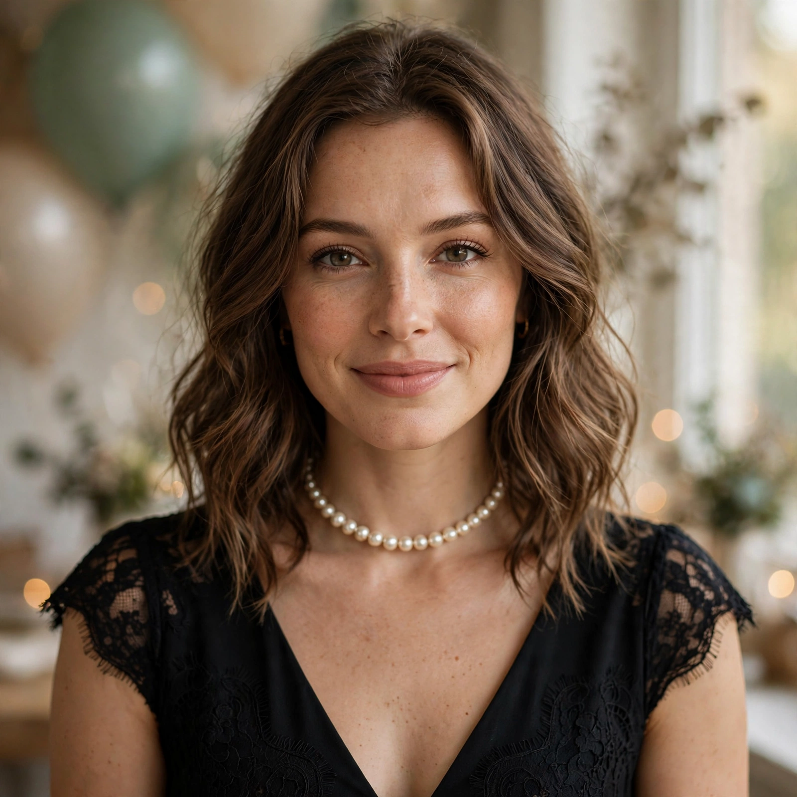 Birthday Black Dress Pearl Choker Prompt