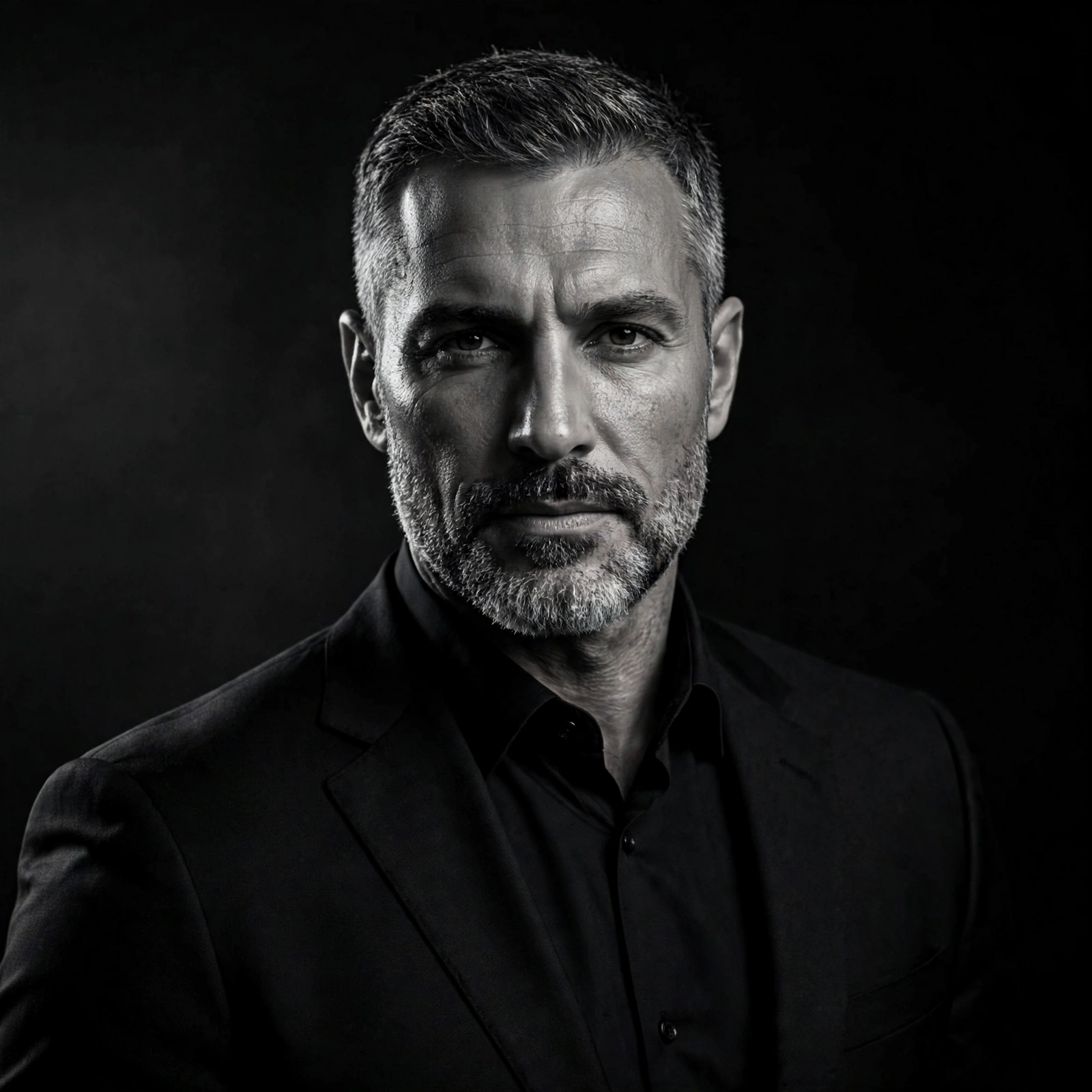 Black-and-White CEO-Style Studio Portrait