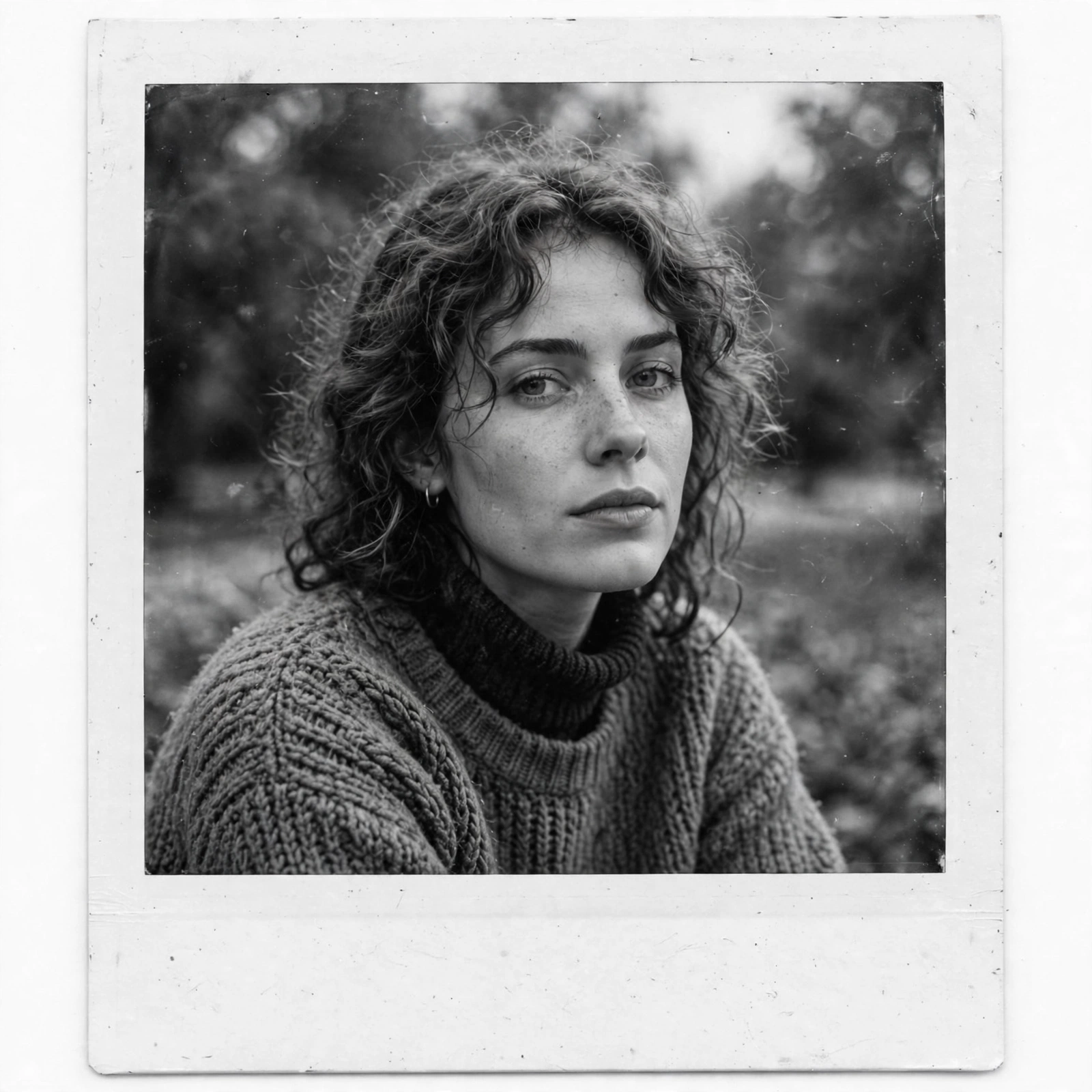 Black-and-White Polaroid Portrait