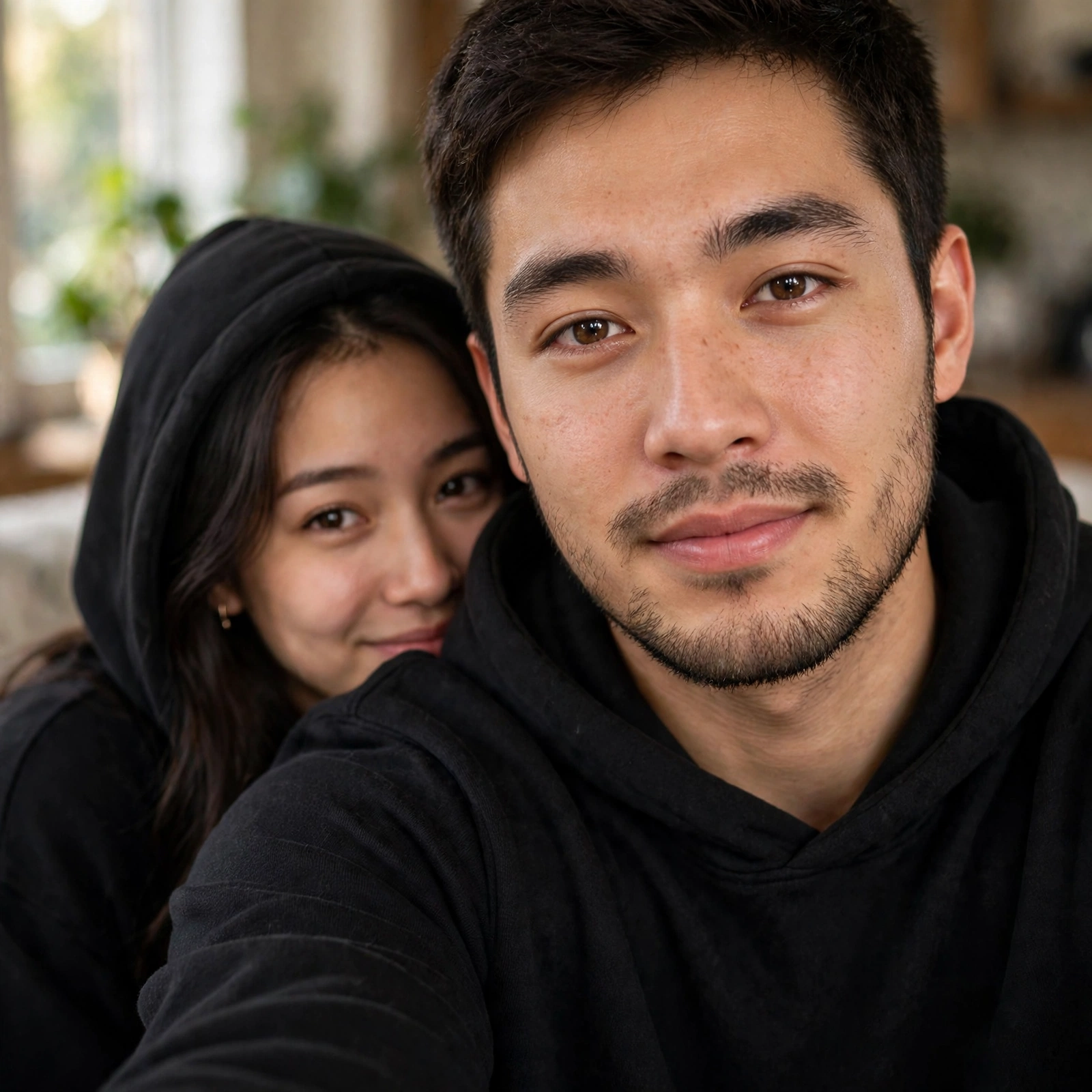 Black Hoodie Couple Selfie