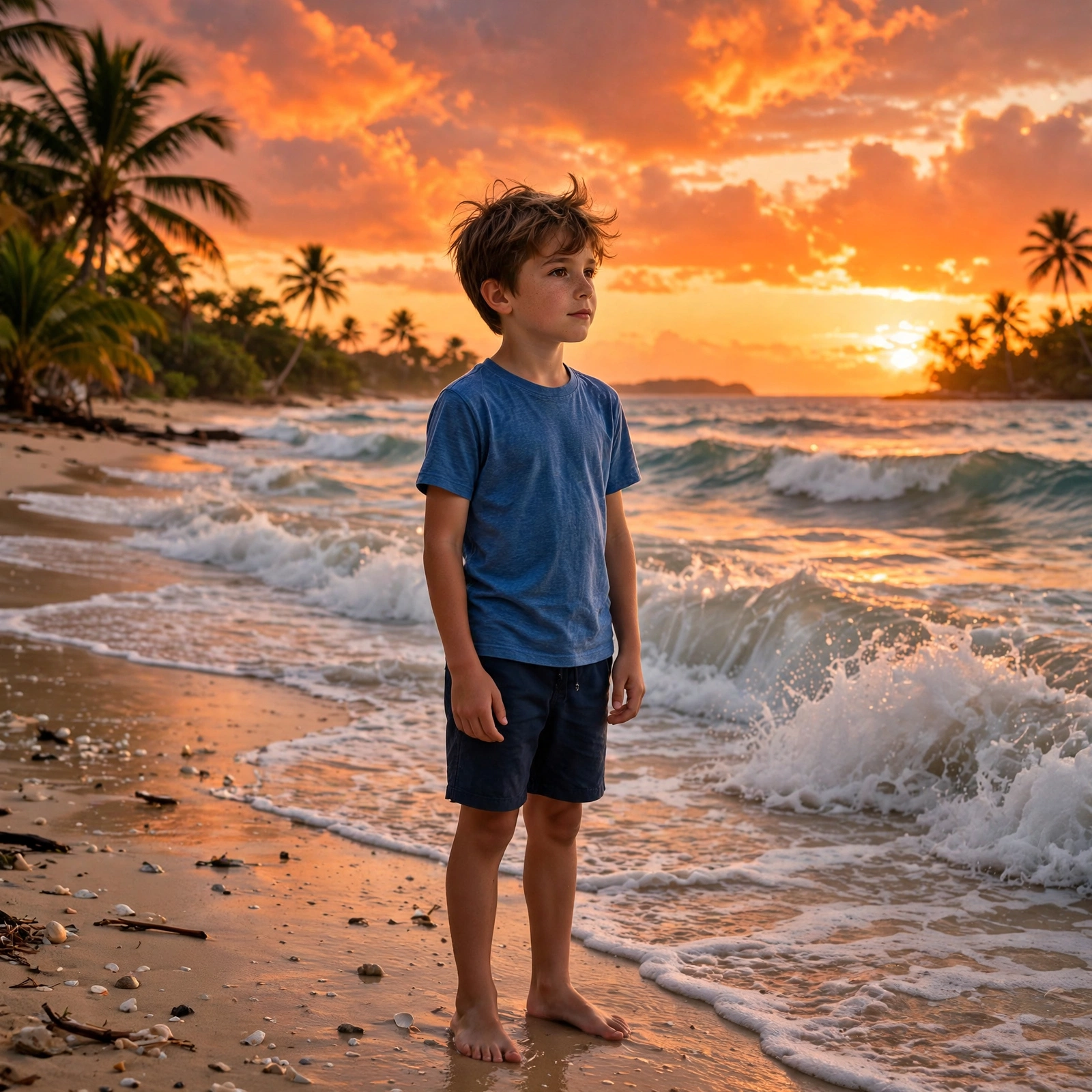 Boy Beach Sunset