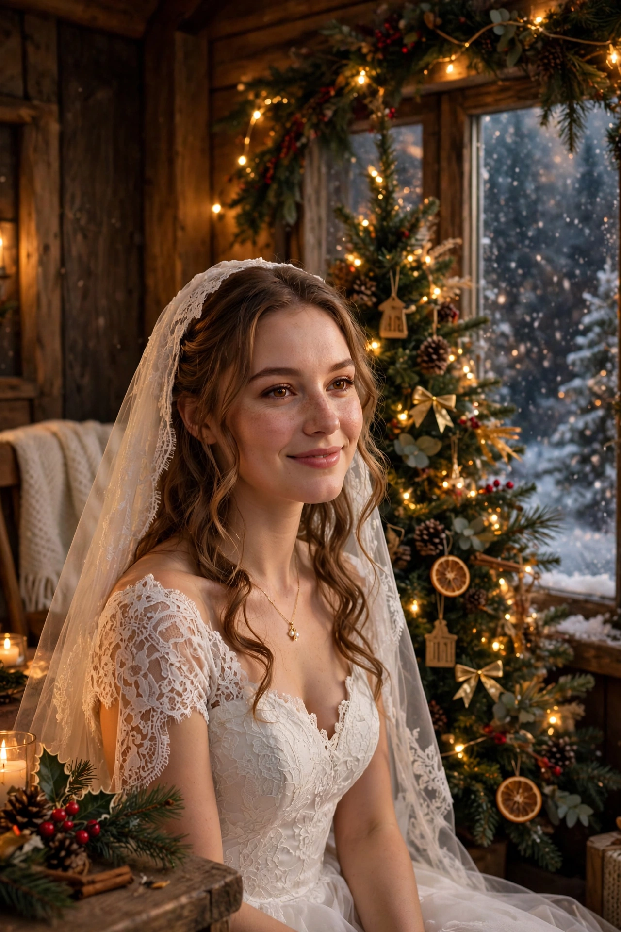 Bride Christmas Portrait