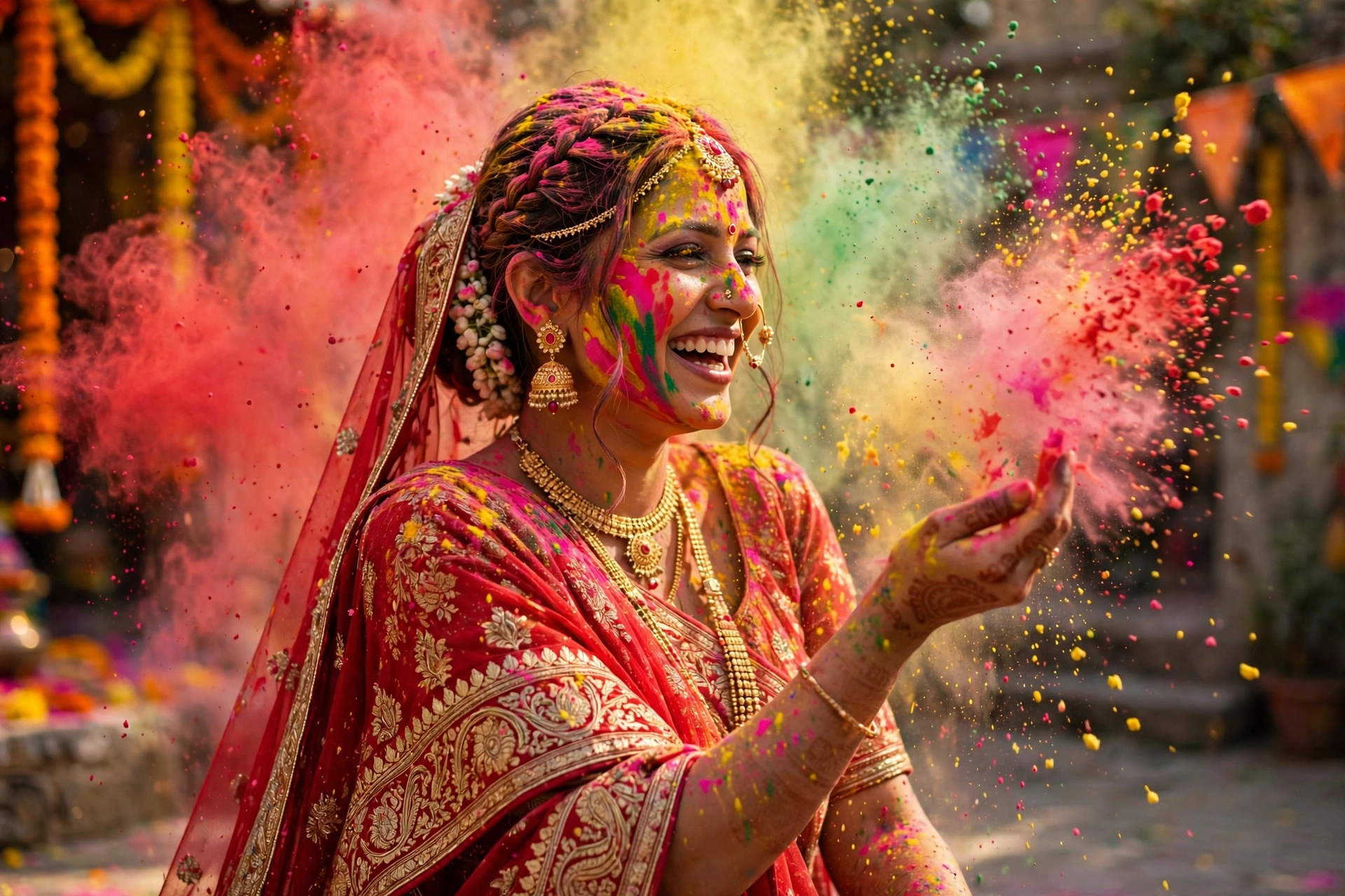 Bride Holi Colors
