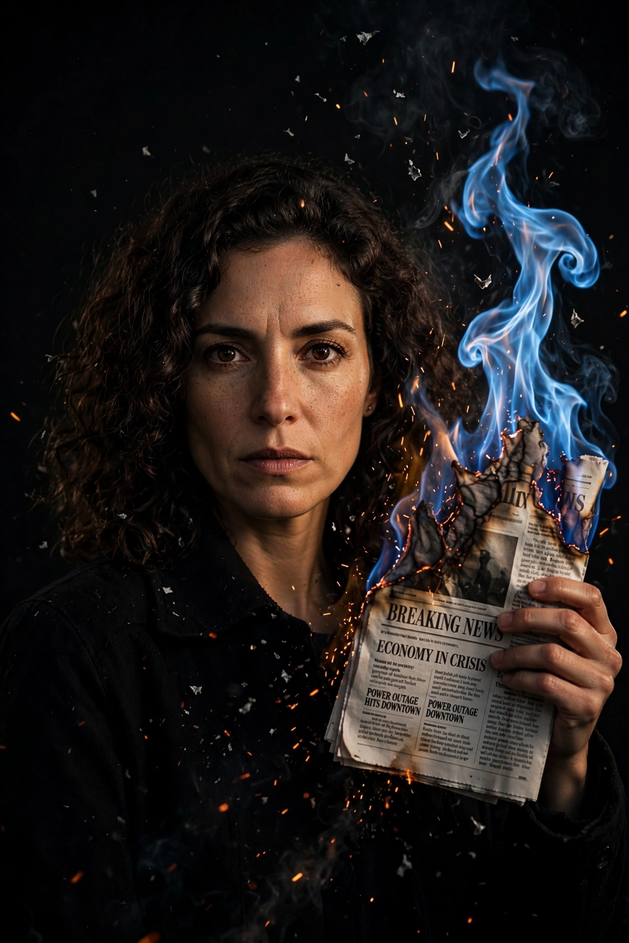 Burning Newspaper Portrait