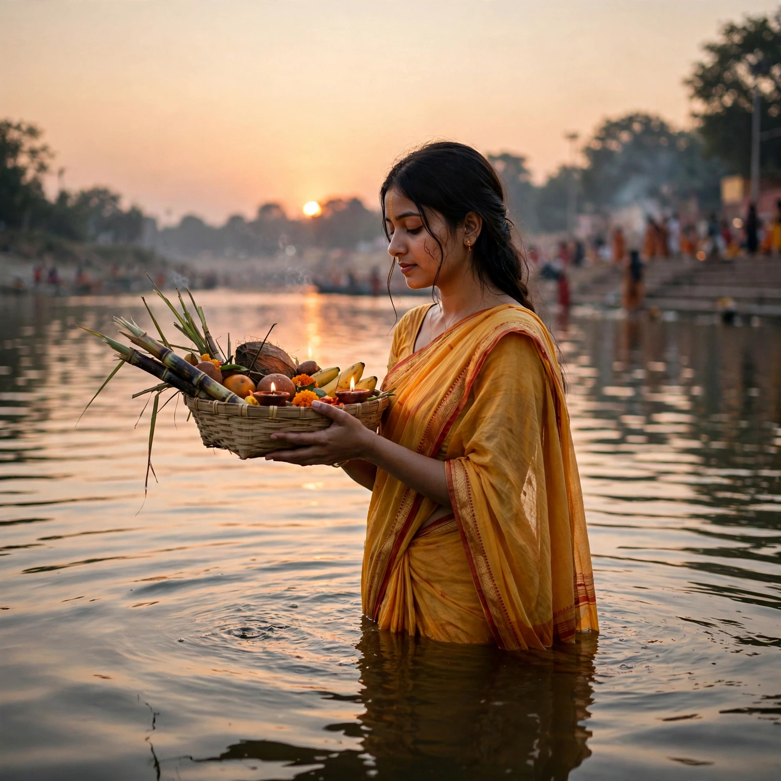 Chhath Puja Girl in Water
